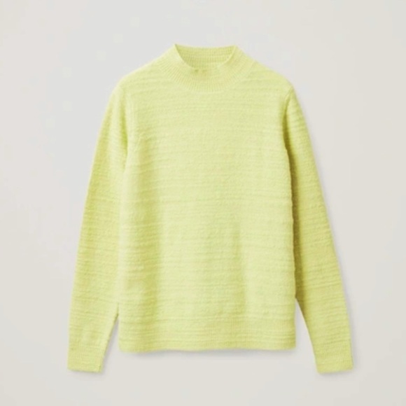 COS Sweaters - Cos High-neck Jumper In Yellow Wool Cotton Blend Size XS